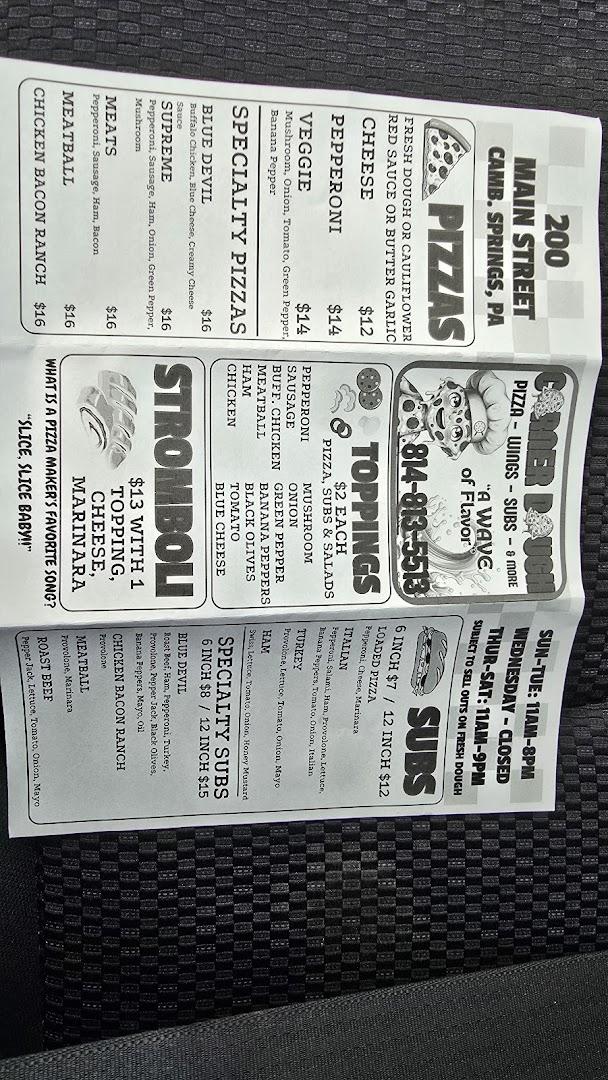 Corner Dough Menu